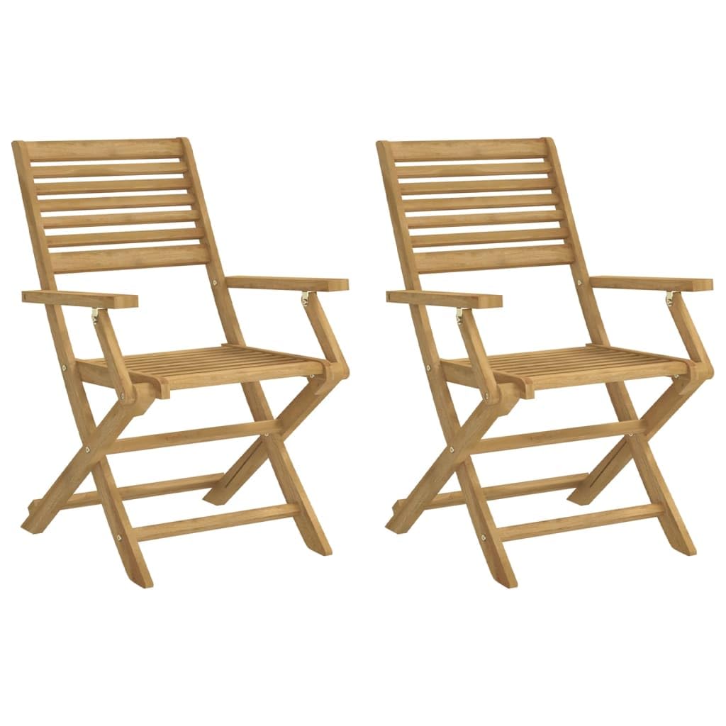 vidaXL Sillas de Jardín Plegables 2 uds, Sillas con Respaldo, Asientos Exterior, Muebles para Jardín Patio Balcón, Madera Maciza Acacia