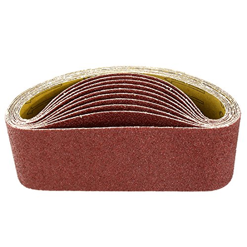 sourcingmap 3-Inch x 21-Inch Aluminum Oxide Sanding Belt 40 Grits Sandpaper Lapped Joint for Belt Sander 10pcs