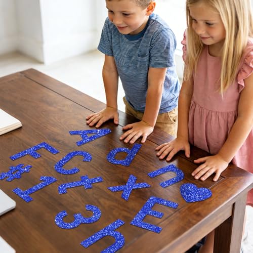Image of Vuzvuv 295 Pcs Glitter Bulletin Board Letters and Numbers, 4 Inch Classroom Decor with Adhesive Points, Alphabet Cut Outs for School Display (Navy Blue)