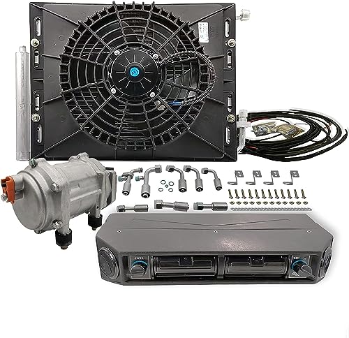 Aspligo - Aire acondicionado eléctrico de 12 V bajo salpicadero, kit de aire acondicionado universal de 12 voltios, apto para furgonetas, autocaravanas, autobuses (calefacción y refrigeración)
