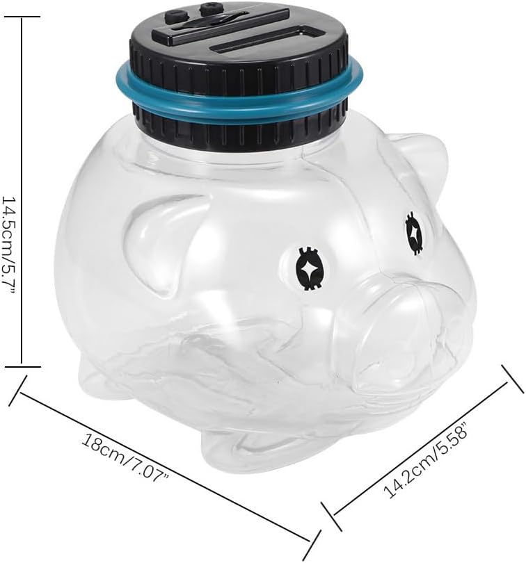 Digital Counting Coin Jar with LCD Screen Transparent Money Saving Bank for Kids and Adults Electronic Coin Counter Piggy Bank with Manual Setting Buttons 7.08X5.70X5.59In