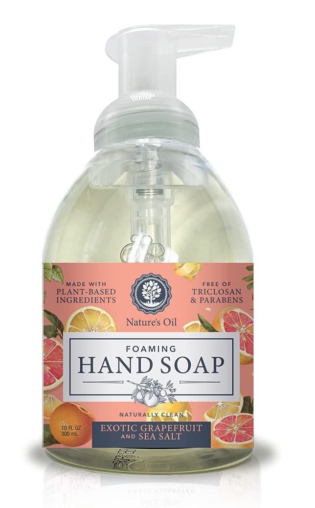 Nature's Oil Foaming Hand Soap, Exotic Grapefruit and Sea Salt, 10 Fluid Ounces (Single Unit)