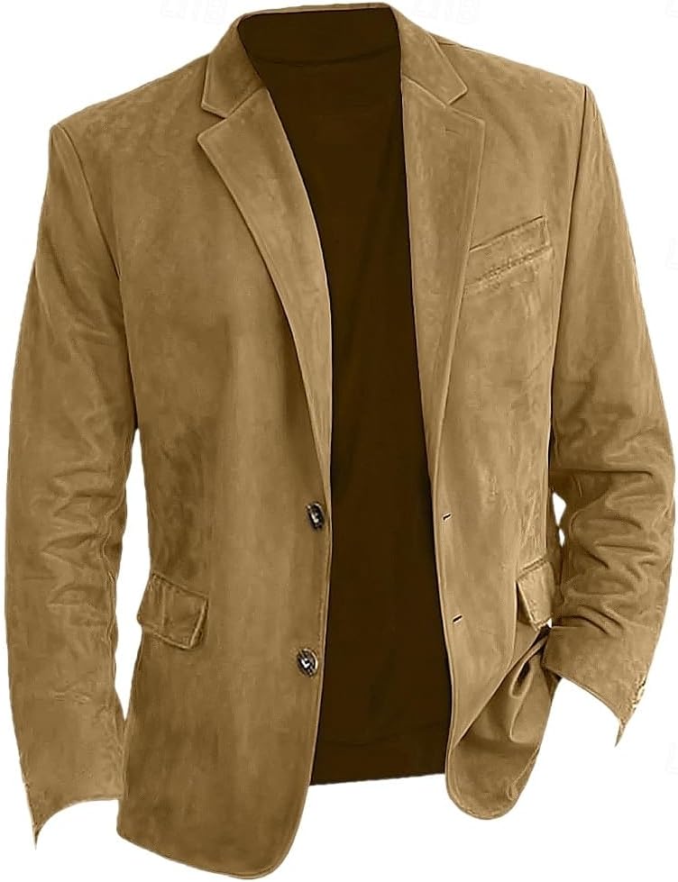 VENNYNG Men's Faux Suede Blazer Jacket Spring Fall Business Attire Party Fashion Casual Sport Coat Western - Image 9