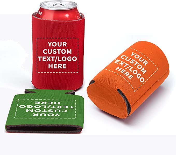 Custom Koozies (Assorted Collapsible Can Coolers) Set of 100, Personalized Bulk Pack - Keeps Your Drink Cold, Great for Beer, Soda and Other Beverages - Assorted Coozies