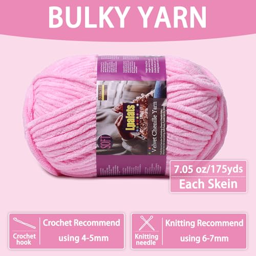 Image of Chunky Chenille Yarn for Crocheting, Yellow Fluffy Blanket Yarn for Crochet