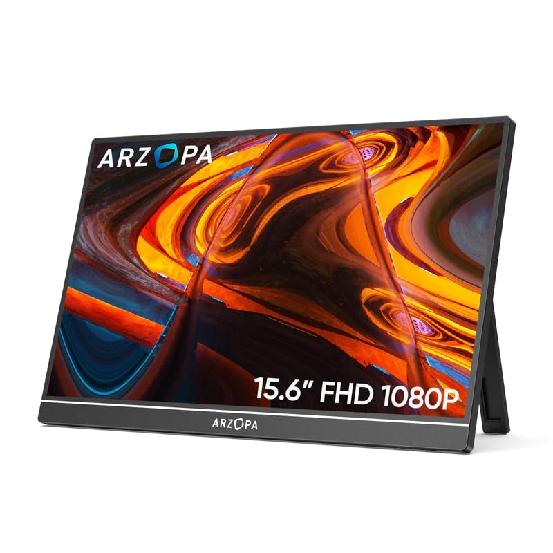 Monitor Portátil ARZOPA A1 15,6'' 1080P FHD – Monitor IPS com Suporte para Notebook, PC, Mac, Xbox, PS5, USB-C e HDMI