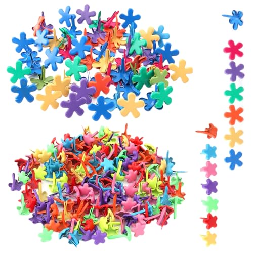 CJQRL 100 Pièces Attaches Parisiennes Mini Brads, Mini Attaches Parisiennes en Forme de Fleur, Mini Attaches en Métal pour Enfants pour Scrapbooking, Pinces...