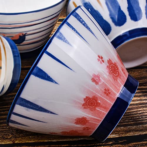 12 Ounce Japanese Ceramic Tall Salad Dessert Snack Bowls, Porcelain Ice Cream Bowls For Kitchen, Serving Bowls For Rice, Noodles, Side Dishes, Meat Soup,Microwave Safe #TOP5