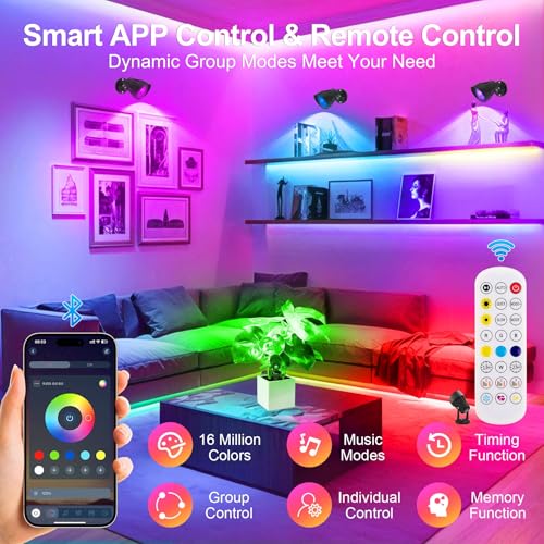 T-SUN Smart RGBW Spot Lights Indoor, Uplights Indoor Spotlights with Remote - image 3