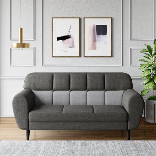 Image of GODREJ INTERIO Sofa Bobbin 3 Seater Fabric Sofa for Living Room, 3-Years Warranty, Pinewood, Charcoal