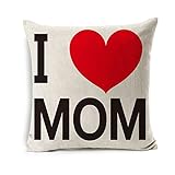All Smiles Mother Birthday Gift Throw Pillow Cover I Love Mom Cushion Cover,Cotton Linen Home Decorative Pillowcase Sweet Blessing for Mom Birthday from Daughter or Son 18