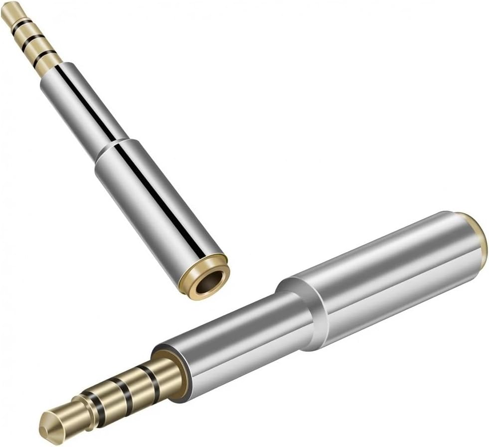 3.5mm 4-Pole Audio Jack Extender, Silver Headphone Adapter