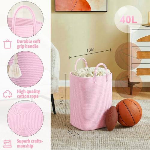 Image of Artfeel Laundry Basket,Woven Cotton Rope Laundry Hamper,100L Versatile Storage for Dirty Clothes,Baby Toys,and Blankets in Bathroom, Nursery,and Living Room