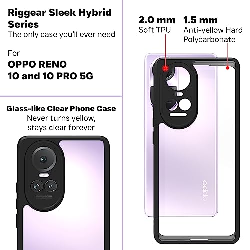 Image of RIGGEAR Shockproof Sleek Hybrid Armor Oppo Reno 10, Reno 10 Pro Back Cover Case For Mobile (Transparent Pc + Tpu)