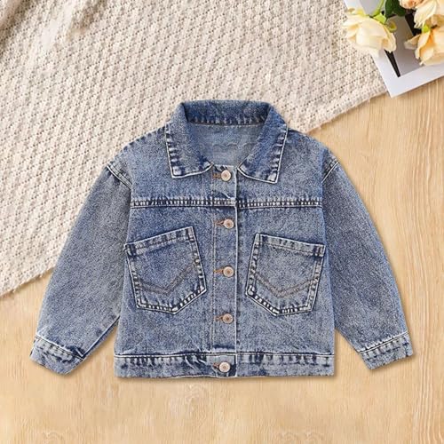 Girls Retro Denim Jacket Teen Button Down Lapel Neck Y2K Aesthetic Jean Coat Fall Winter Warm Trendy Clothes2