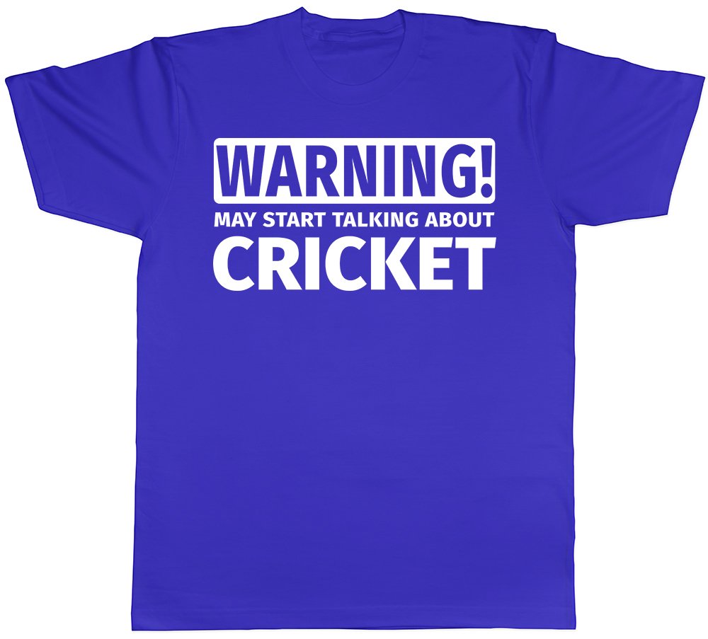Shopagift Men's Blue Warning May Start Talking About Cricket Unisex T-Shirt