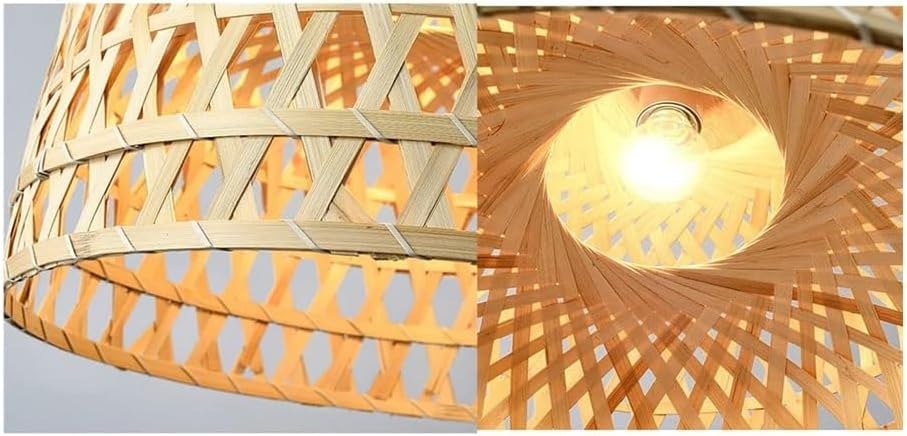 Lámpara colgante de ratán natural con cúpula de mimbre tejida a mano para techo de cocina 6