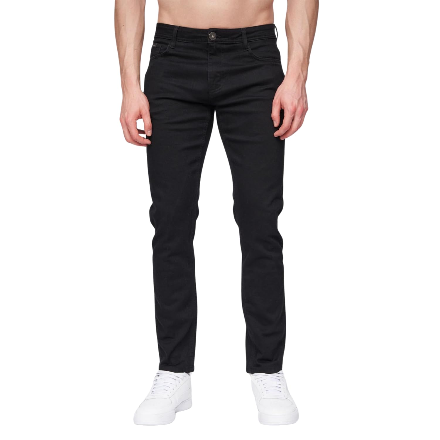 Henleys - Mens ‘MAYHEN’ Slim Fit Cotton Rich Denim Jeans (Black, W36 L32)