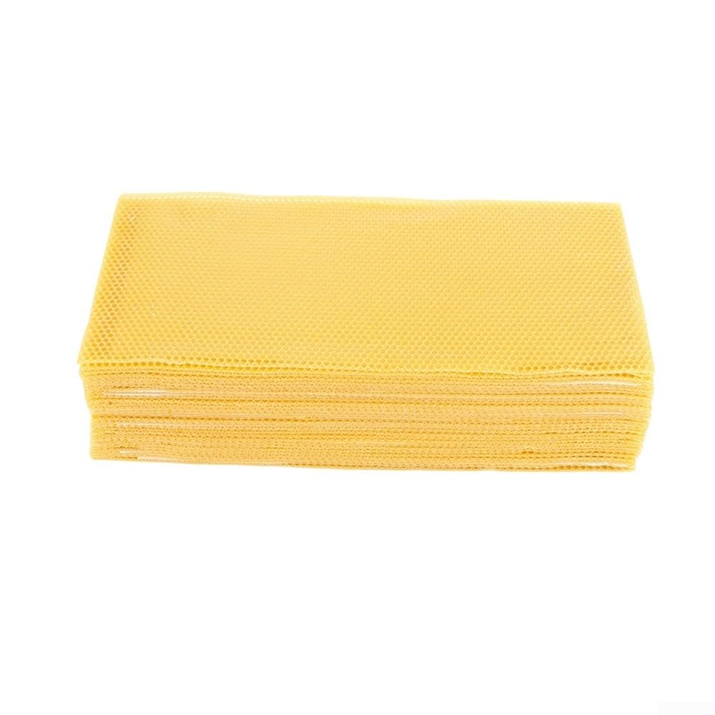 Lot de 30 feuilles de cire d'abeille pour fabrication de bougies et fond de teint en ruche, cire naturelle 1005, durable, biodégradable, jaune, 415 x 195 mm