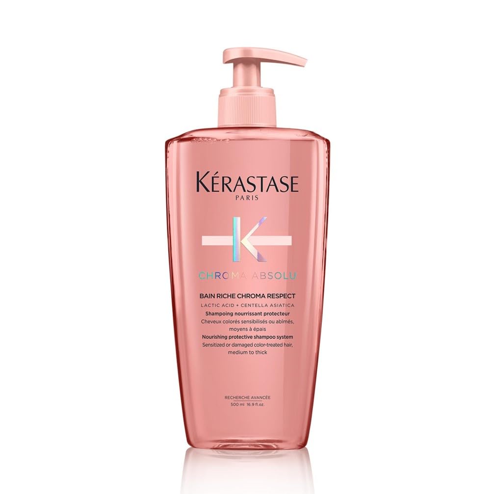 Kérastase, Chroma Absolu, Shampoing Nourrissant & Protecteur, Pour Cheveux Colorés Sensibilisés ou Abîmés Moyens à Épais, Bain Riche Chroma Respect, 500 ml