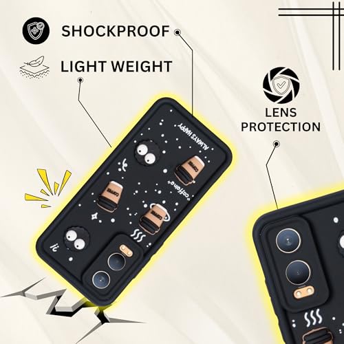 Image of DARKFIT Back Case Cover Compatible for OnePlus Nord CE4 Lite 5G | Cute Fun Cartoon Ball 3D Coffee Silicone Case | Body Protection | Camera Protection | Shock Proof | Color Black