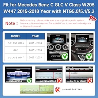 Road Top 12.3 Inch Ultra-Narrow Car Touchscreen Wireless CarPlay Android Auto for Mercedes Benz C GLC V Class W205 W447 2015-2018 Year with NTG5.0/5.1/5.2, Car Stereo Multimedia Radio Receiver