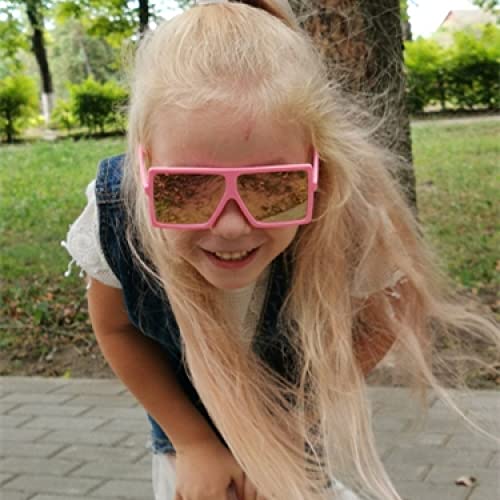 HMRGLMIE-Kid Sunglasses Girl Pink Leopard Frame Retro Mirror Gold Lens Sun Glasses Children Shades UV4004