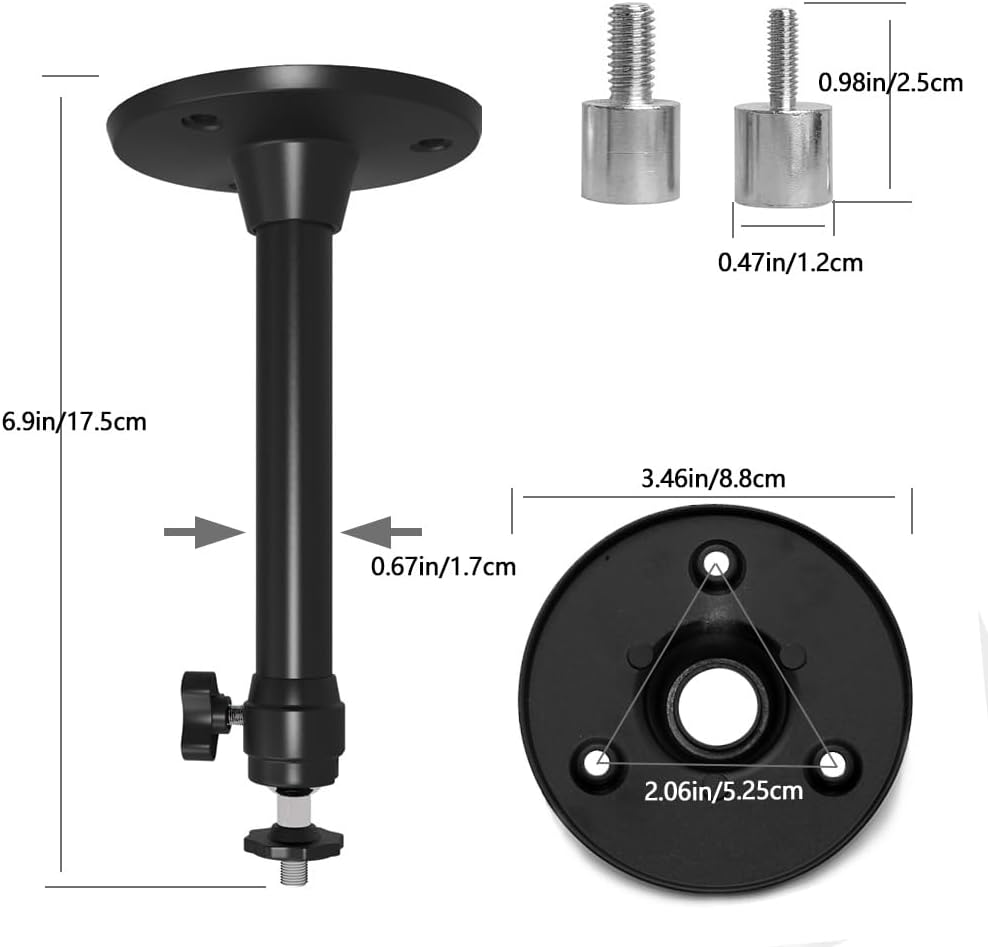 175 mm Mini Ceiling Wall Projector Mount Compatible with QKK/DR.J/DBPOWER/Anchor/VANKYO/AAXA/Jinhoo/PVO/TMY, AuKing and Most Other Mini Projectors, Metal Mount, Rack (Black, 2 Pieces) b175