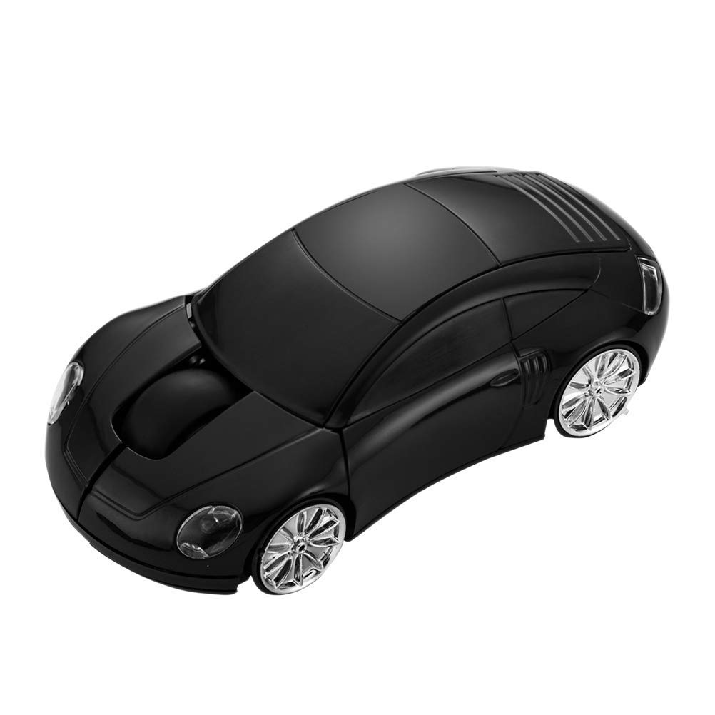 Microware Sports Mouse 2.4GHz Wireless 3D Racing Car Shaped Optical PC USB Laptop Tablet Computer Cordless Gaming Mouse for Home Office (Black)-image-38