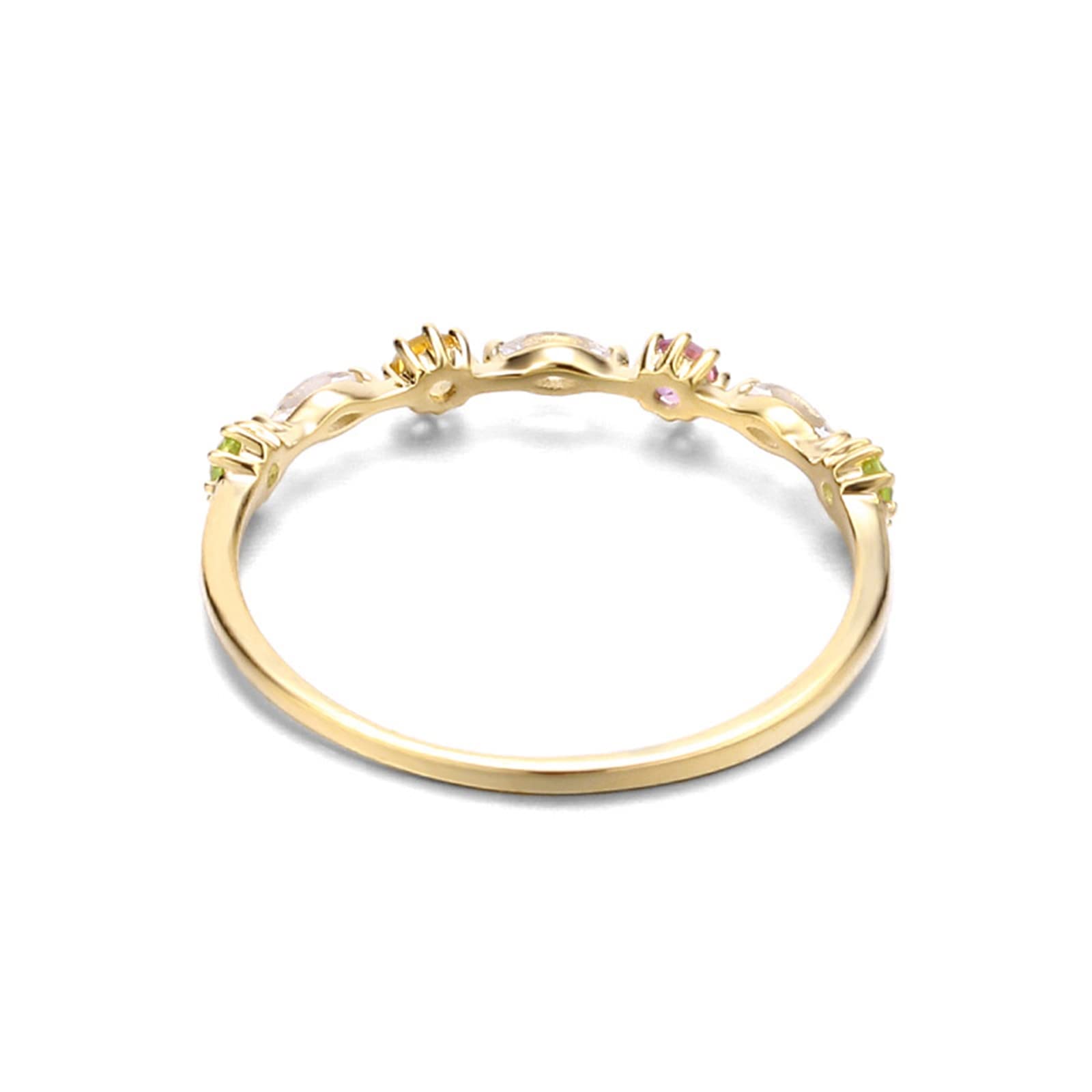 Anello da donna in oro giallo 18 carati, sottile topazio bianco con gemma multicolore, anelli di fidanzamento per donne, misura