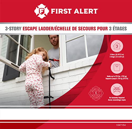 First Alert Three-Story Fire Escape Ladder, 24 Feet, Steel, Anti-Slip, Black - image 5