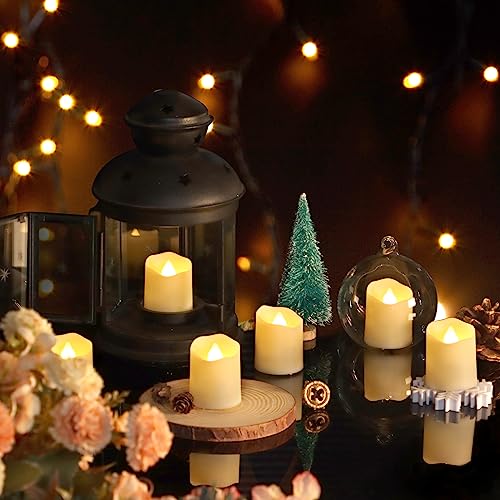 Image of Rechargeable Flameless Flickering Tea Light Candles Remote Control High Brightness Votive Candles with Cycling Timer, for Home and Holiday Decor, Pack of 6.