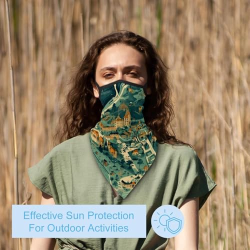 4 Pieces Map Block Neck Gaiter Bandana Face Mask, Sun Cooling Scarf Gator Cover Head for Men Women3