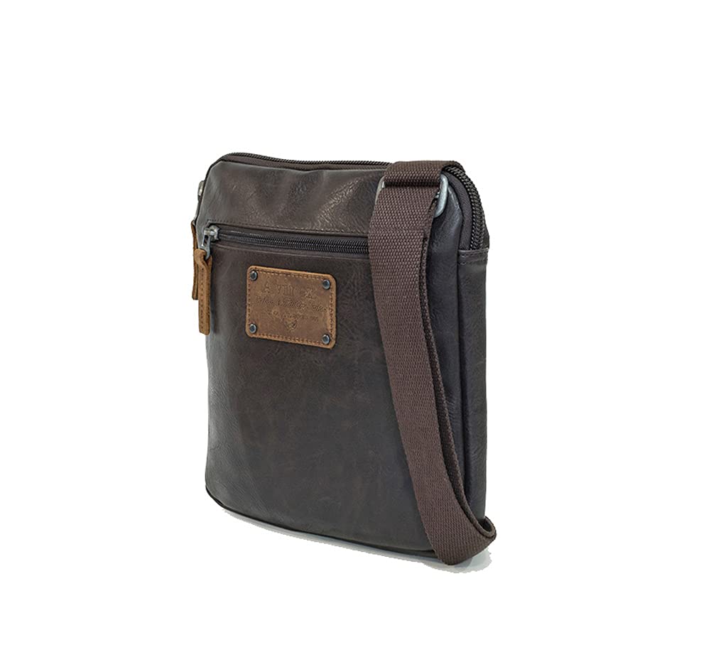 Avirex Borsello Uomo a Tracolla in Eco Pelle, Borsa a Tracolla Uomo Impermeabile con Tasche a Zip in Stile Vintage, Collezione Buffalo BFL07