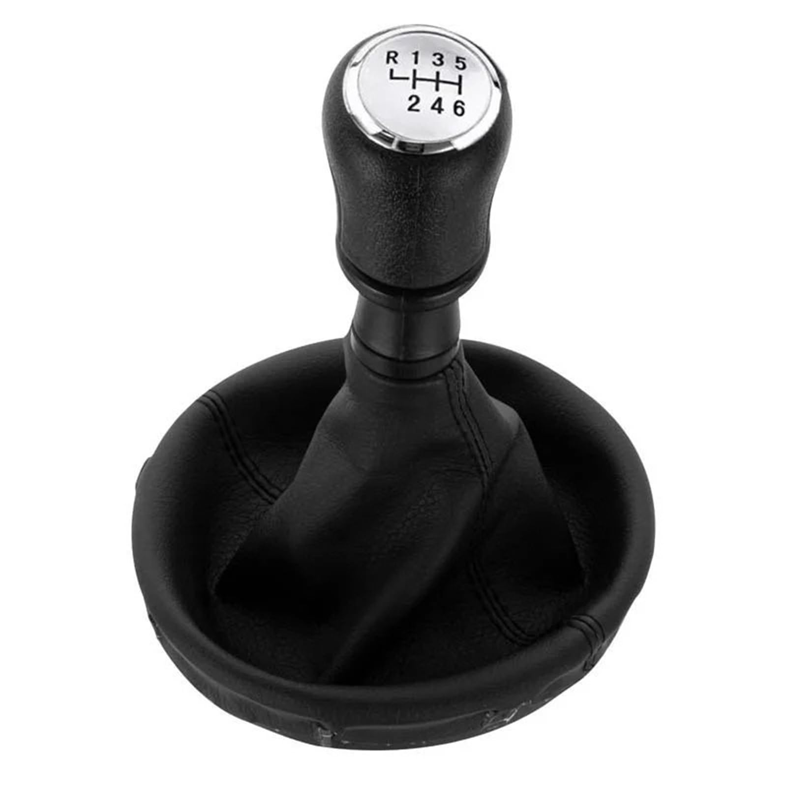 Jxewmtmc Silver 6 Speed For Vw For Transporter T5 T5.1 Gp 2004-2011 Car 6 Speed Gear Stick Shift Knob Leather Boot Gear Stick Shift Cover(Silver 6 Speed)