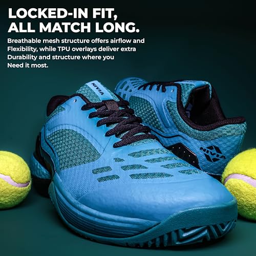 Image of Nivia Ray 3.0 Tennis Shoes for Men - Durable Non-Marking Sole, Lightweight Mesh Upper, Superior Grip & Cushioning, Ideal for All Court Surfaces