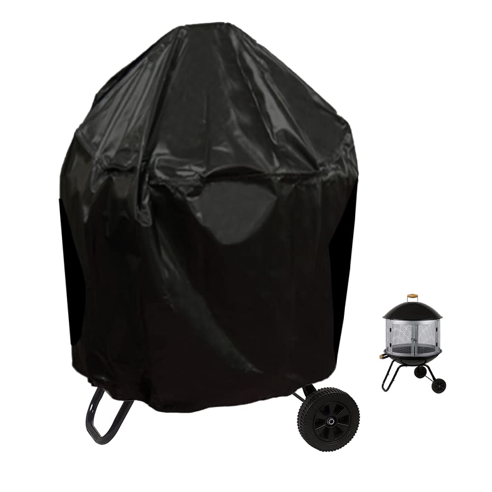 Izzybang Outdoor Heatwave Fire Pit Cover for Sense Bessemer Rolling Wood Patio Bonfire Fireplace Heavy Duty Waterproof Cover for 28 Inch Diameter Round Fire Pits