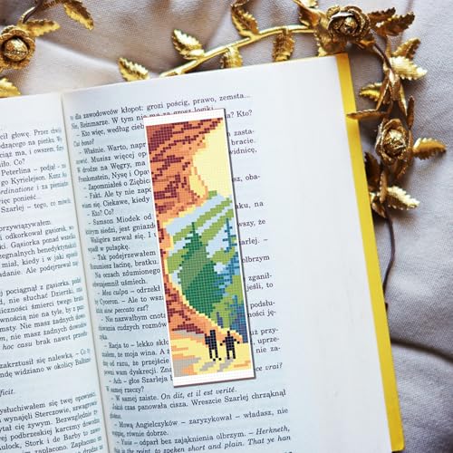Image of FREEBLOSS 6 Set Cross Stitch Bookmark Kits Natural Park Stamped Cross Stitch Kit DIY Embroidery Bookmarks Kit for Beginners with Instructions 6x20cm /8x2.4inch