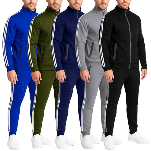 Galaxy by Harvic Men's Modern Fit Full Zip Tech Fleece Hoodie and Jogger 2-Piece Set with Reflective Trim Design3