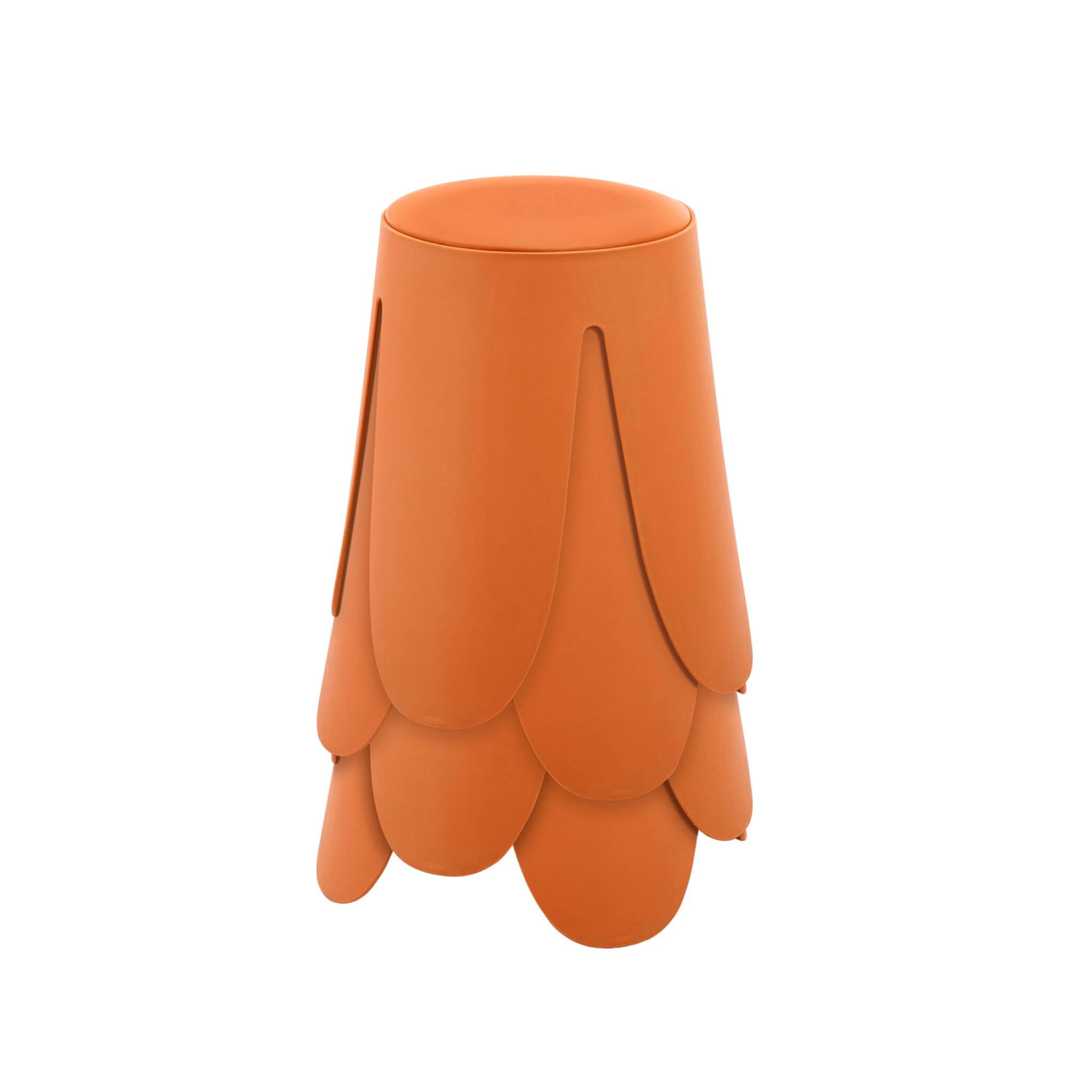 sweeek - Taburete apilable Polipiel, Set de 4, Niki, Naranja, 44x44x46 cm
