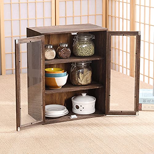 zyr Massivholz Tee Schrank Staubdichter Teetasse Halter Kleiner Blog Regal Desktop Regal Countertop Mini Kabinett Organizer Mit Acrylfenstern Und Vintage Metallgriffe - Image 4