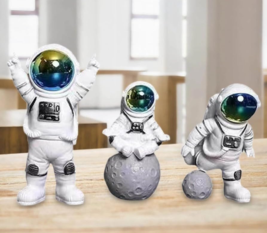 Image of VRB DecTM 3pcs Astronaut Miniature Showpiece Set for Home Decor, car Dashboard,Valentine,Living Room,Gifts Figurines,Cake Decoration Items-Resin (3 Pcs Small Multi Astronaut showpiece)