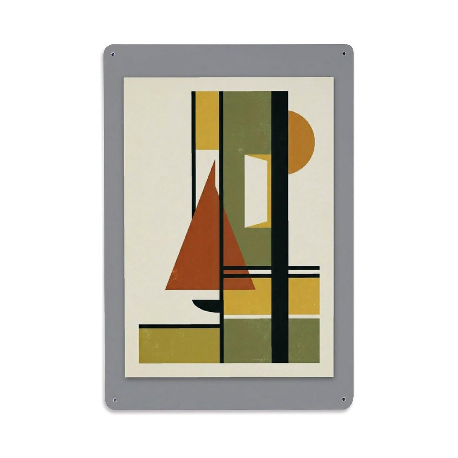 Vertical Shape Layout Modern Sailboat Vintage Blocks Metal Tin Sign Plaque Wall Decor for Cafe, Man Cave, Club Bar, Office, Home Garden Round Metal Poster 8x12Inch