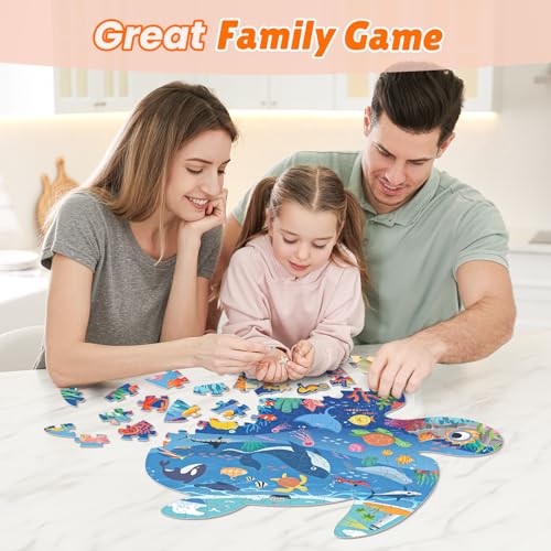 Puzzle de Tortuga Marina de 100 piezas para niños de 3 a 10 años, rompecabezas grande de piso con diseño oceánico miniatura 5