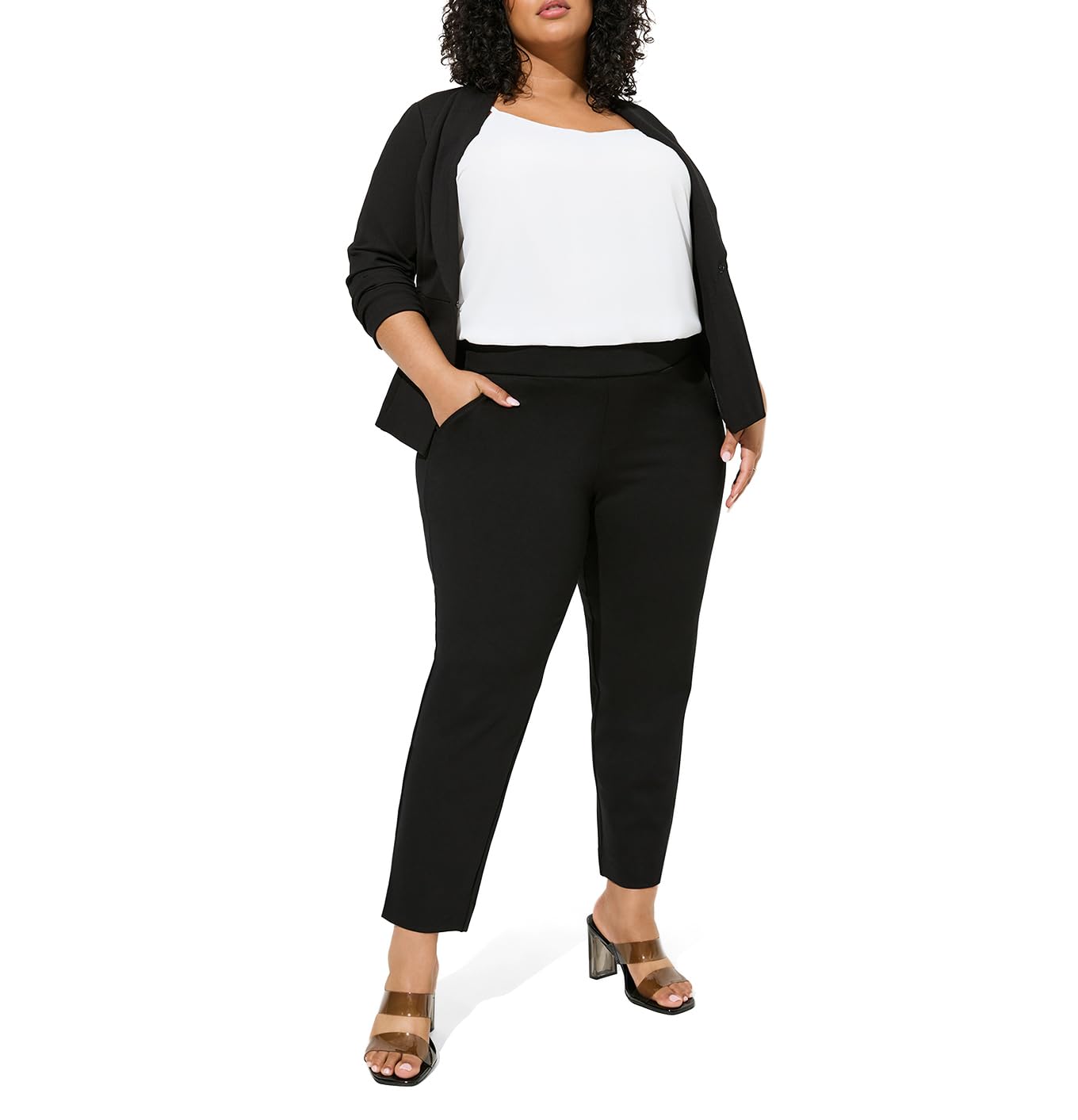 Torrid Womens Plus Size Pull-On Relaxed High-Rise Pant Deep Black 0 Regular