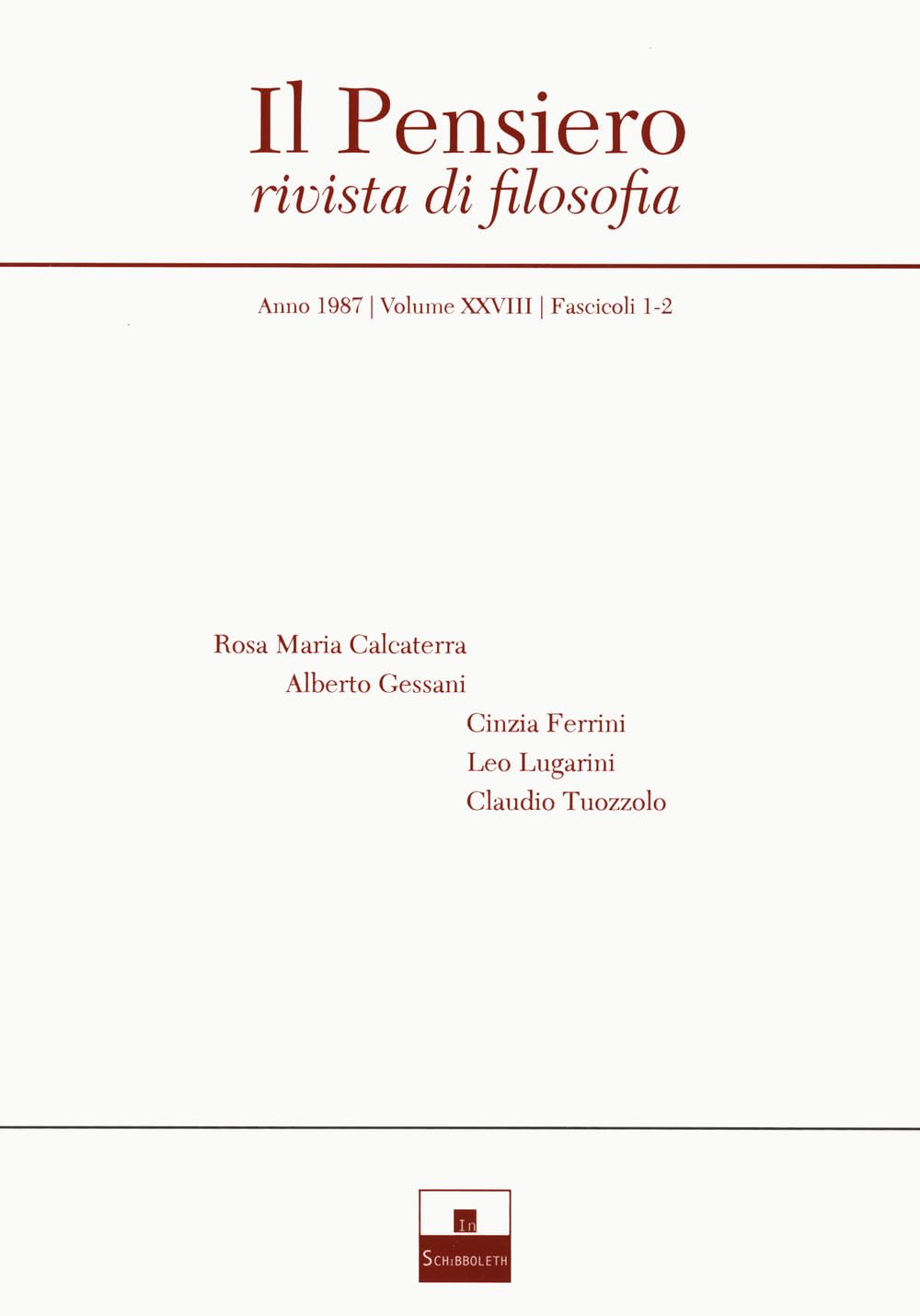 Il Pensiero. Rivista Di Filosofia (1987) - 4