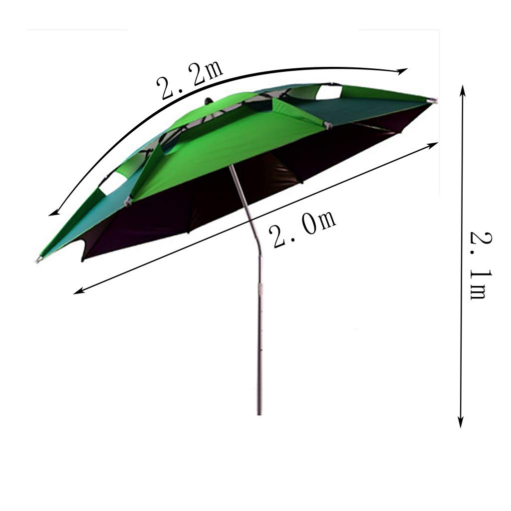Duży parasol wędkarski 2,2 m / 2,4 m gruby, odporny na deszcz, trzykrotny, odporny na deszcz, przeciwsłoneczny, parasol wędkarski, Czarny, srebrny, 2.2M