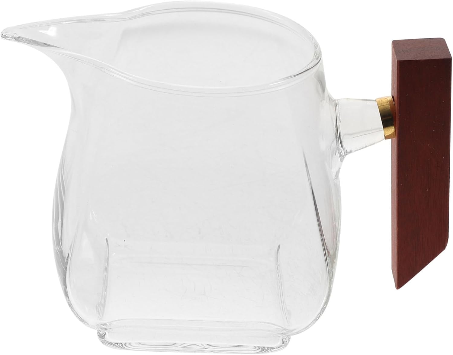 Wooden Handle, Glass Gravy Boat Sauce Pitcher Dripless