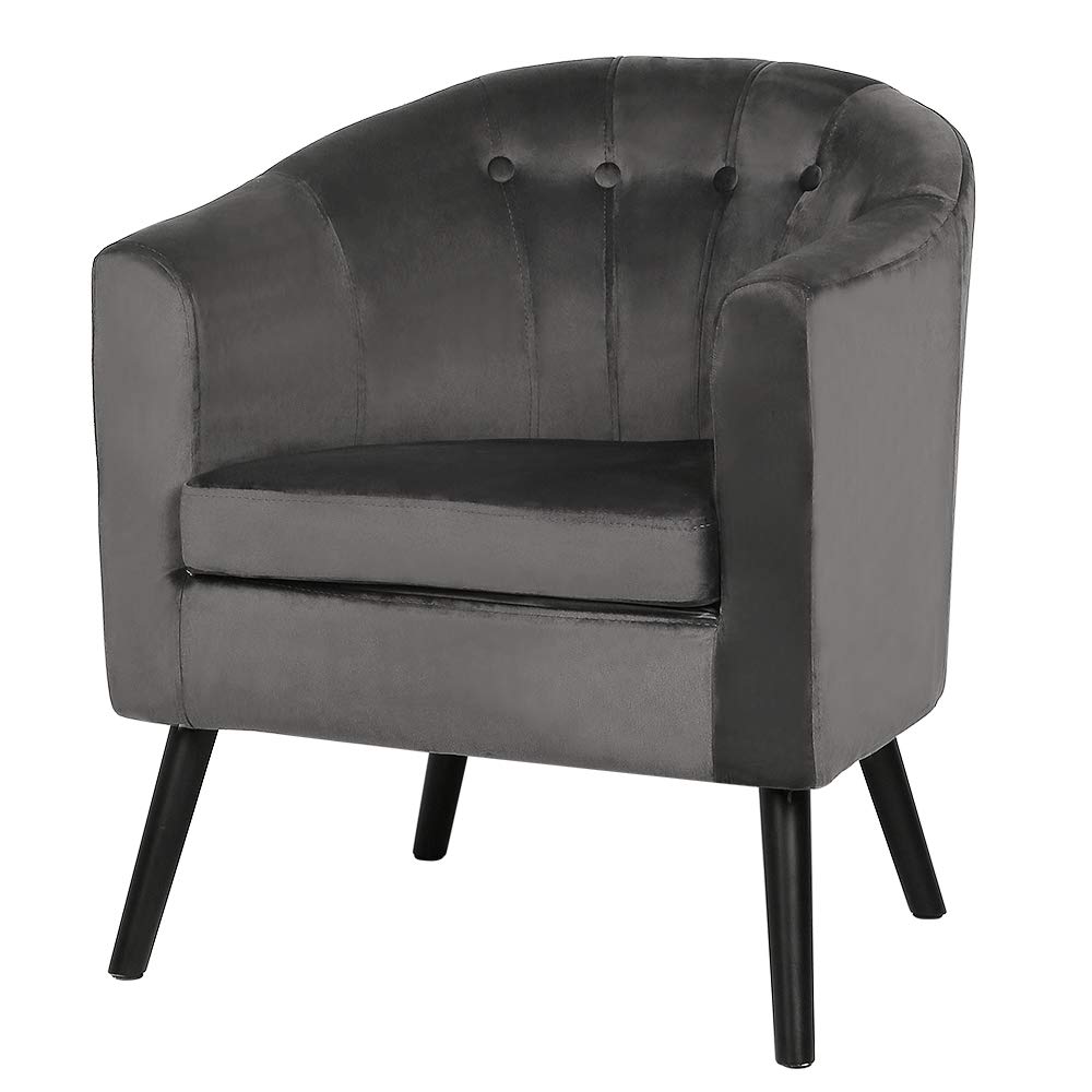 Lounge-Sessel, Lounge-Sessel aus Samt, Wohnzimmersessel, skandinavischer Sessel, kleine Stühle für Wohnzimmer, Schlafzimmer, max. Belastung 150 kg (1, dunkelgrau)