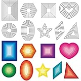 TWINKLEMON 9PCS Metal Cutting Dies Different Shapes Dies Cuts for Scrapbooking Heart Dies for Card Making Rhombus Star Triangle Embossing Template for Handmade DIY Paper Cards Album Decoration